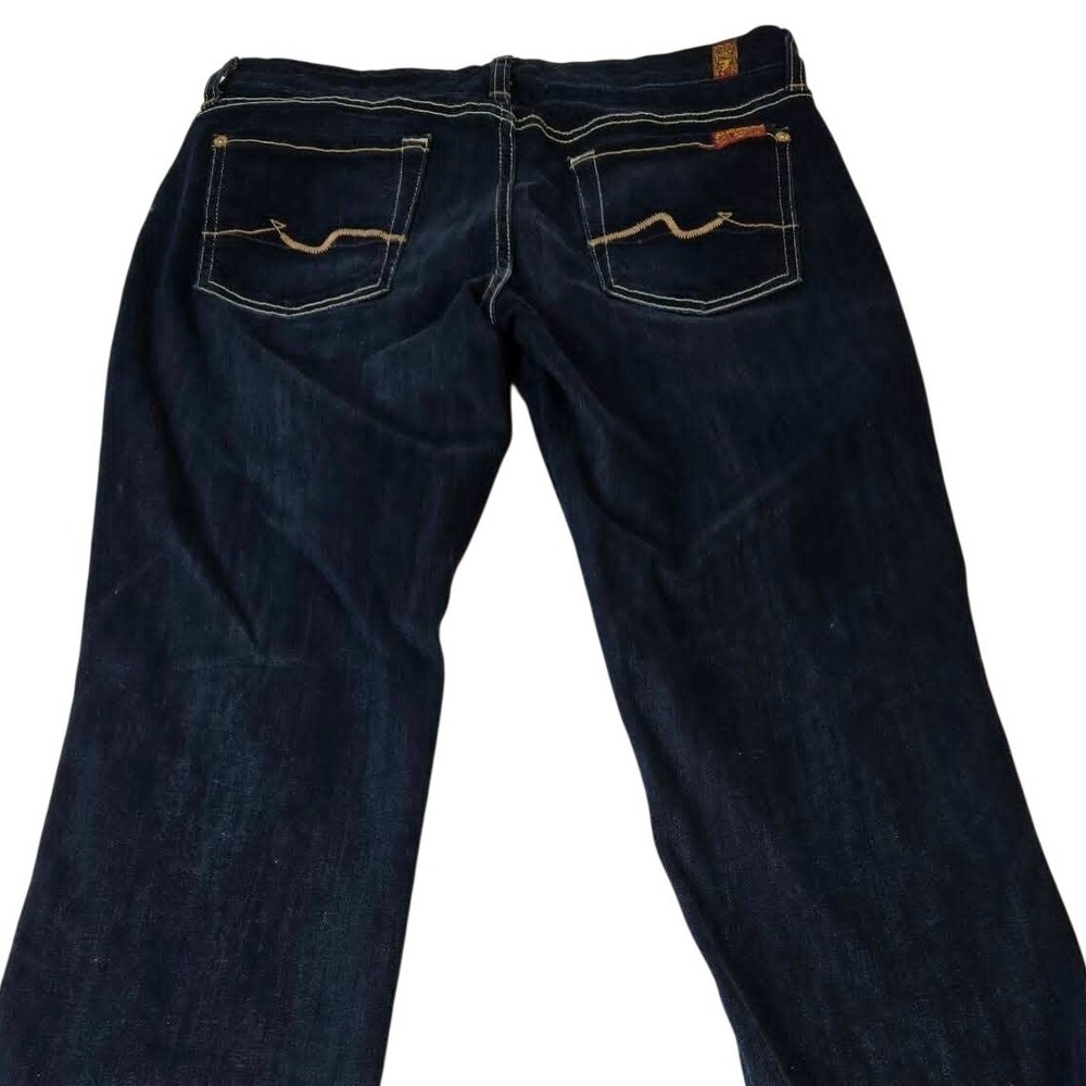 7 For All Mankind Kimmie Straight Leg Jeans Dark Indigo Blue Stretch Size 30 - Picture 2 of 9